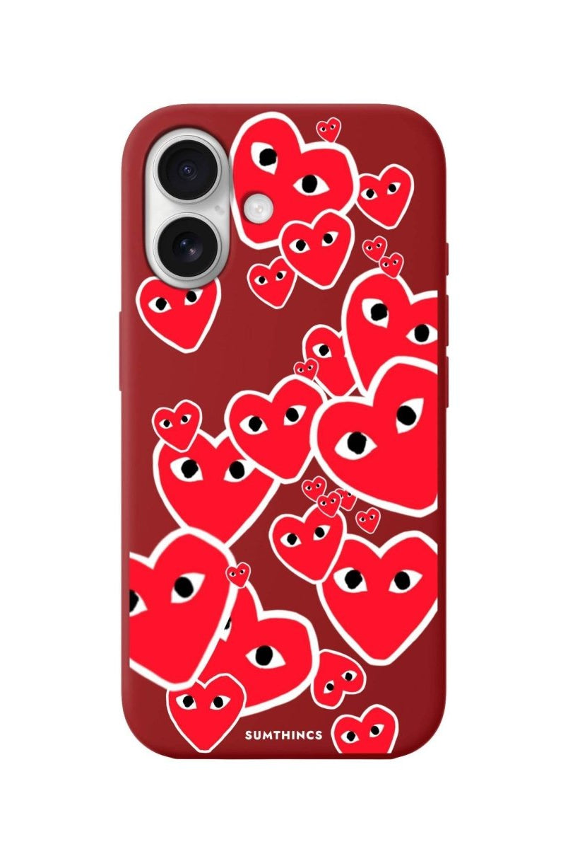 iPhone 16 Hearts Premium Telefon Kılıfı Kırmızı - SUMTHINCS