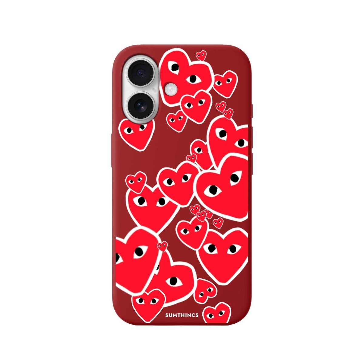 iPhone 16 Hearts Premium Telefon Kılıfı Kırmızı - SUMTHINCS