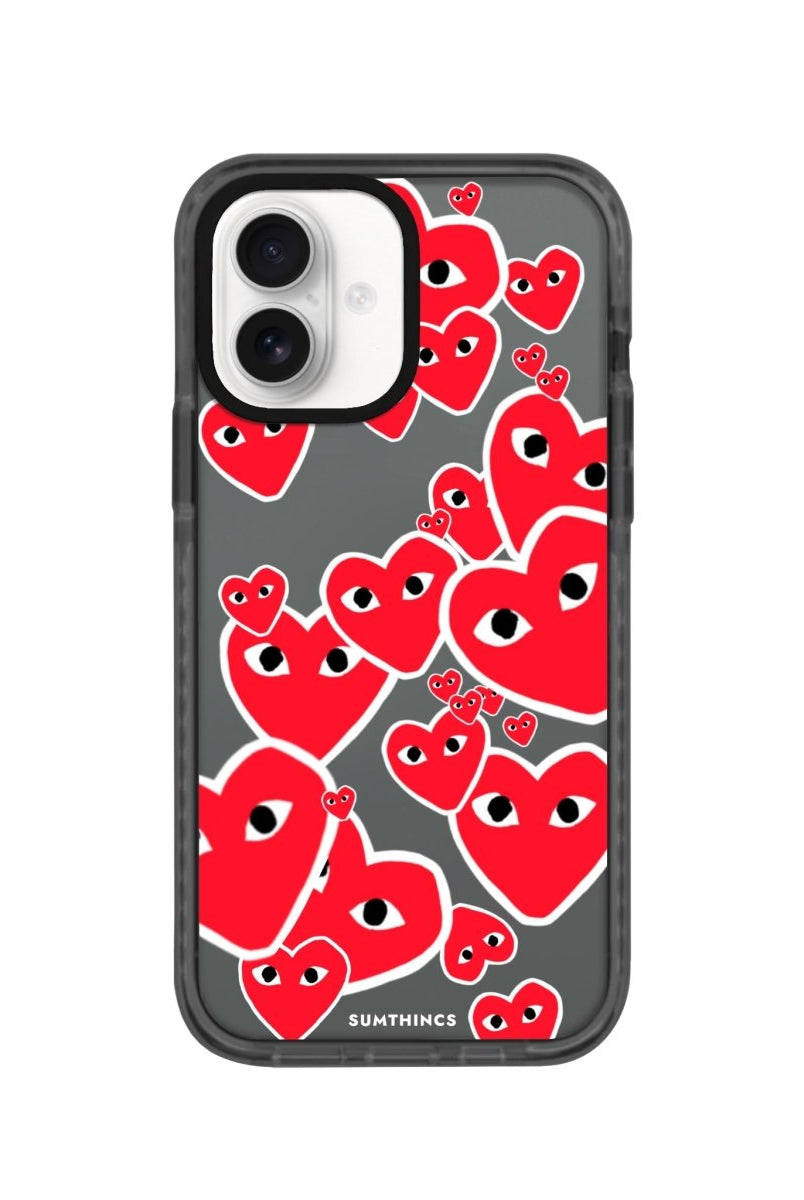 iPhone 16 Hearts Procase Şeffaf Telefon Kılıfı Antrasit - SUMTHINCS