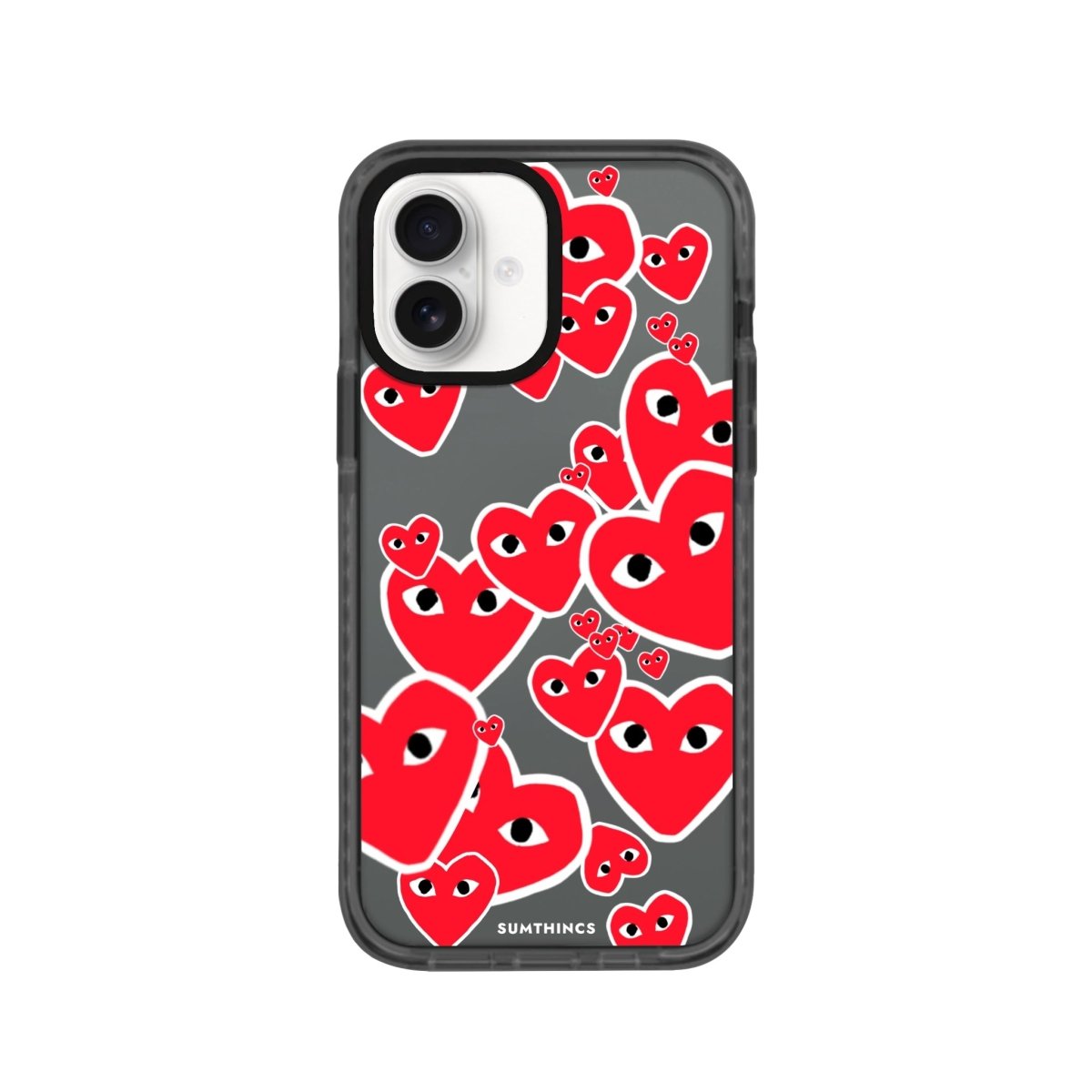 iPhone 16 Hearts Procase Şeffaf Telefon Kılıfı Antrasit - SUMTHINCS