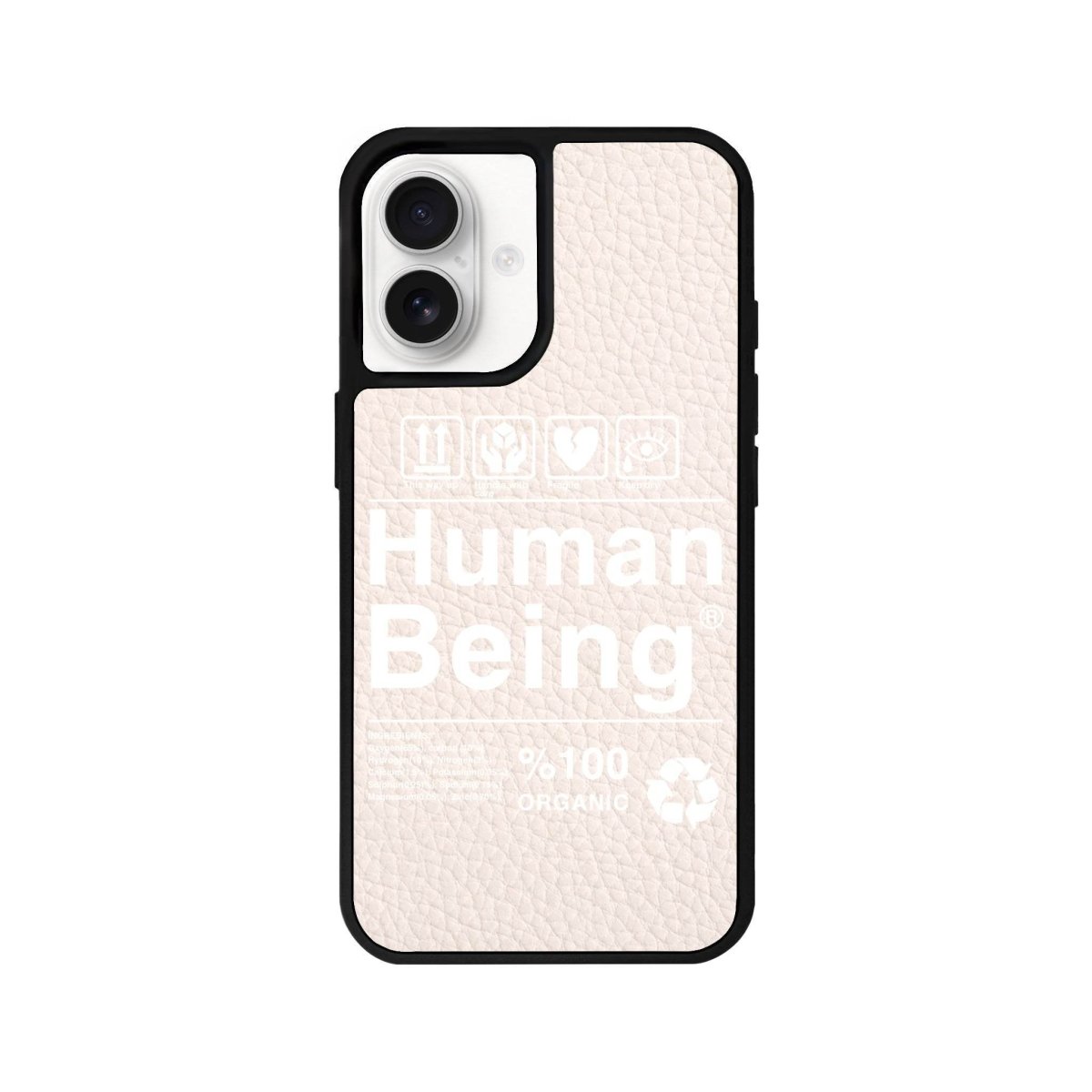 iPhone 16 Human Being Leather Vegan Deri Telefon Kılıfı Bej - SUMTHINCS