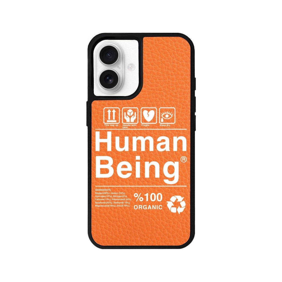 iPhone 16 Human Being Leather Vegan Deri Telefon Kılıfı Turuncu - SUMTHINCS