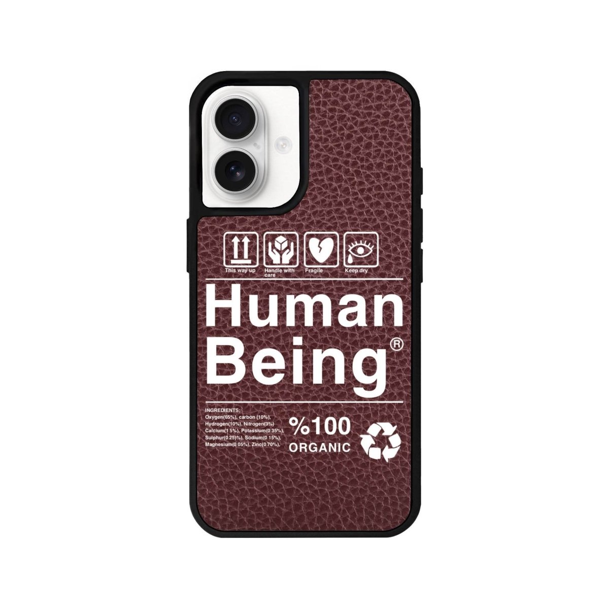 iPhone 16 Human Being Leather Vegan Deri Telefon Kılıfı Bordo - SUMTHINCS