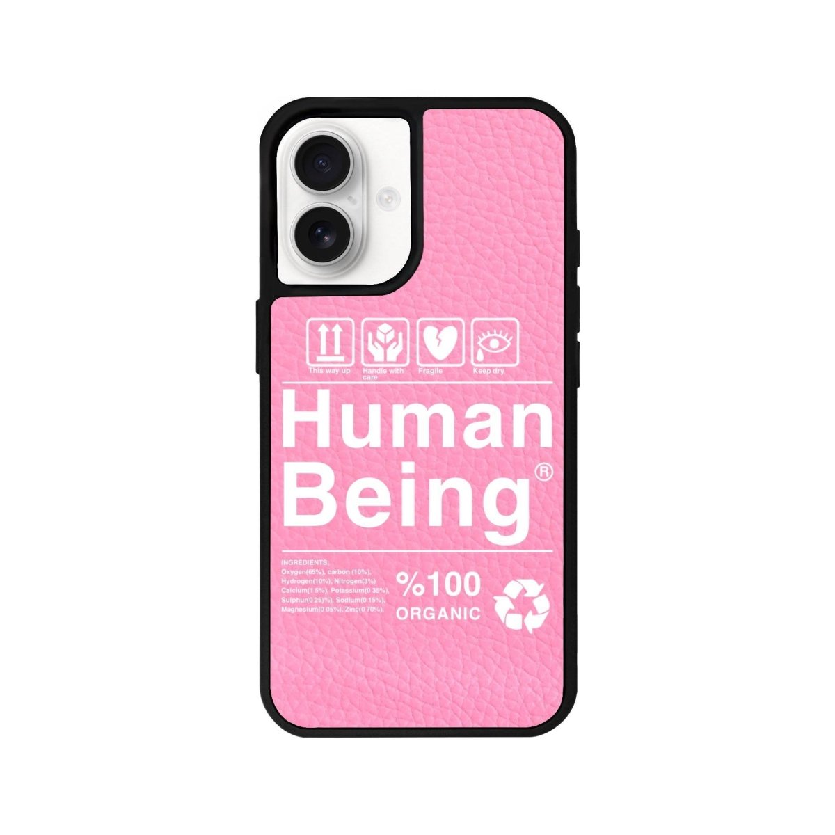 iPhone 16 Human Being Leather Vegan Deri Telefon Kılıfı Pembe - SUMTHINCS