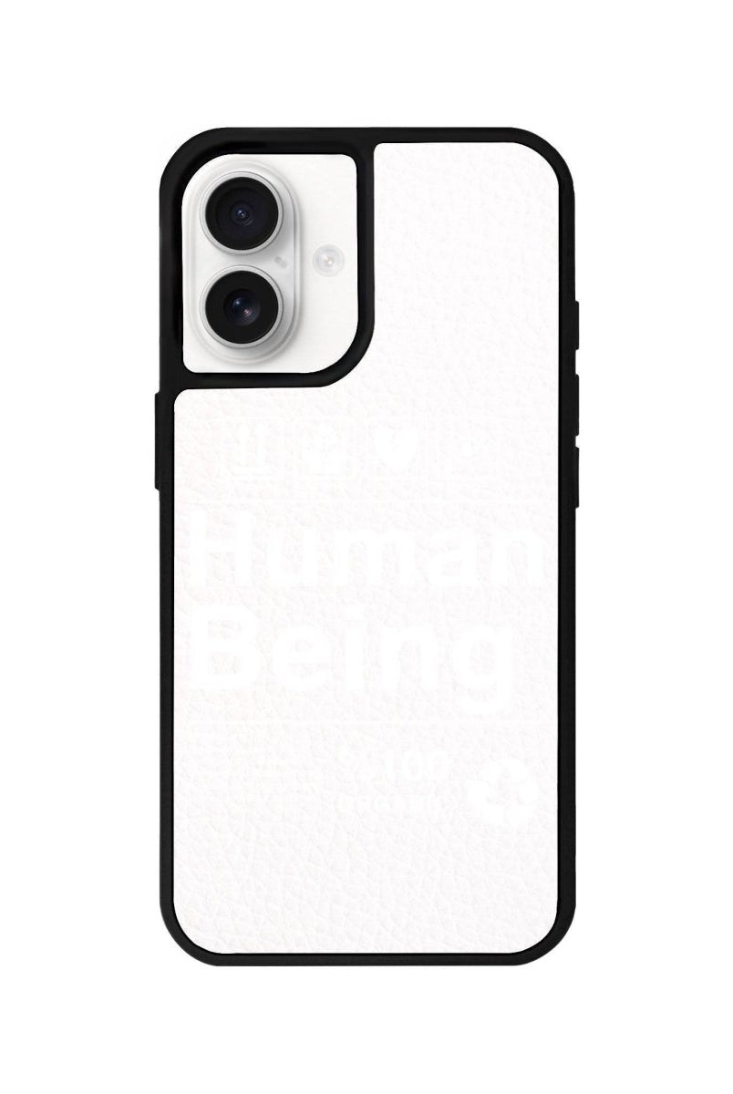 iPhone 16 Human Being Leather Vegan Deri Telefon Kılıfı Beyaz - SUMTHINCS