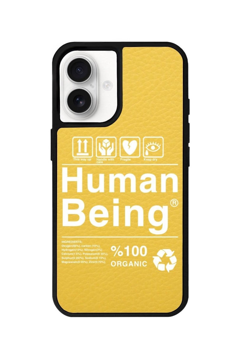 iPhone 16 Human Being Leather Vegan Deri Telefon Kılıfı Sarı - SUMTHINCS