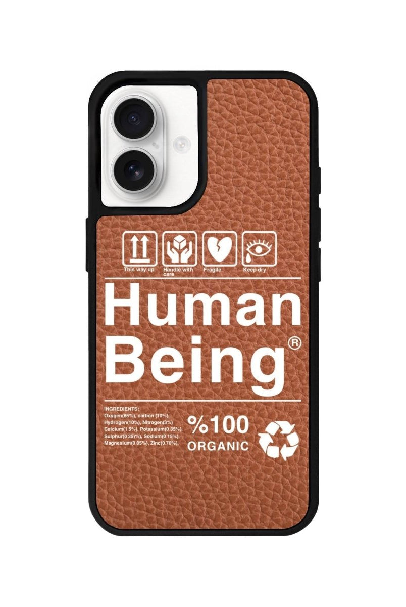 iPhone 16 Human Being Leather Vegan Deri Telefon Kılıfı Kahverengi - SUMTHINCS
