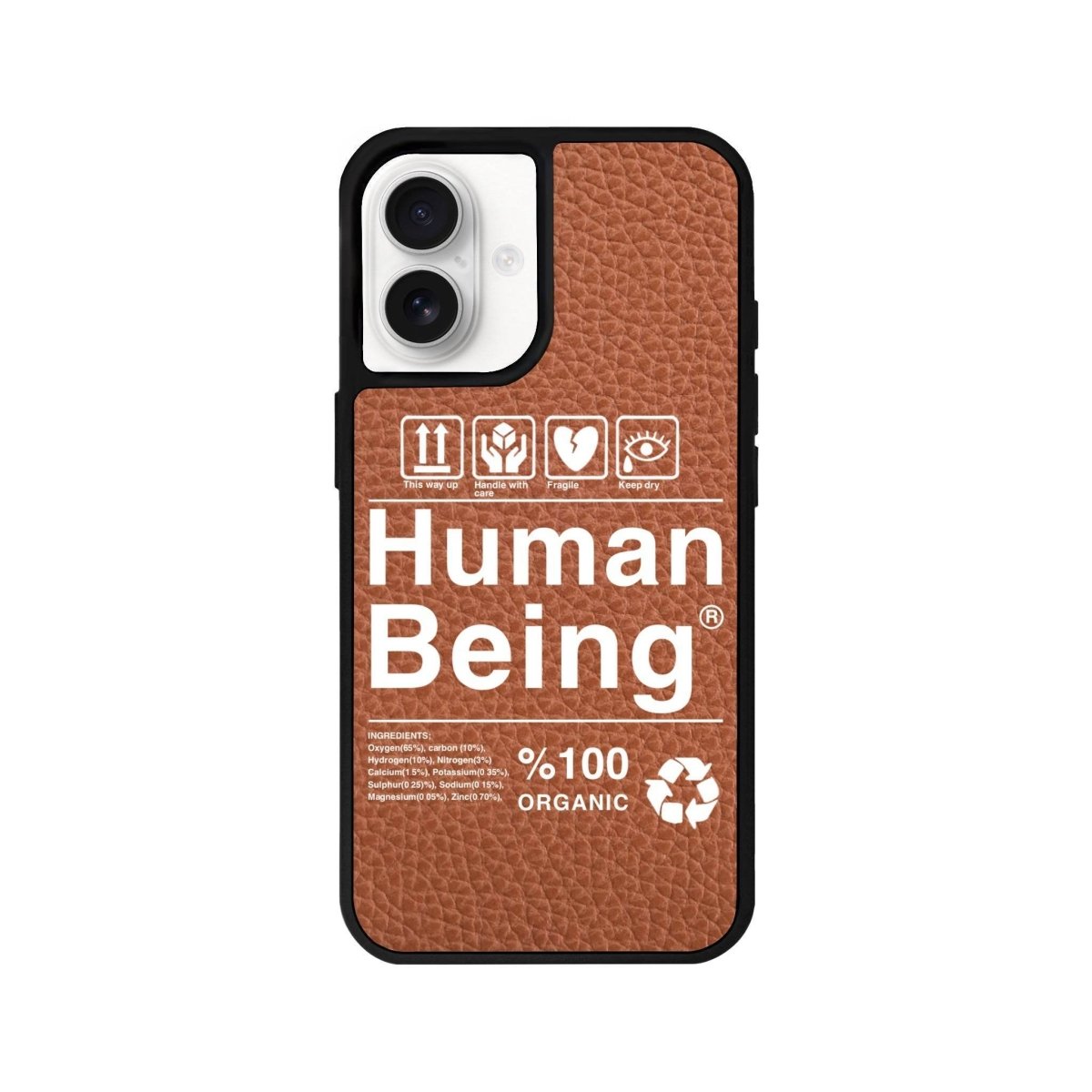 iPhone 16 Human Being Leather Vegan Deri Telefon Kılıfı Kahverengi - SUMTHINCS