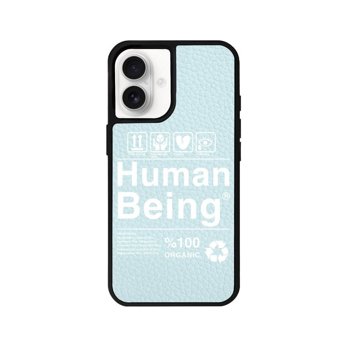 iPhone 16 Human Being Leather Vegan Deri Telefon Kılıfı Açık Mavi - SUMTHINCS