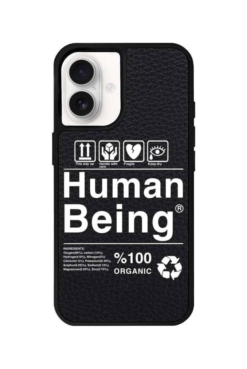 iPhone 16 Human Being Leather Vegan Deri Telefon Kılıfı Siyah - SUMTHINCS