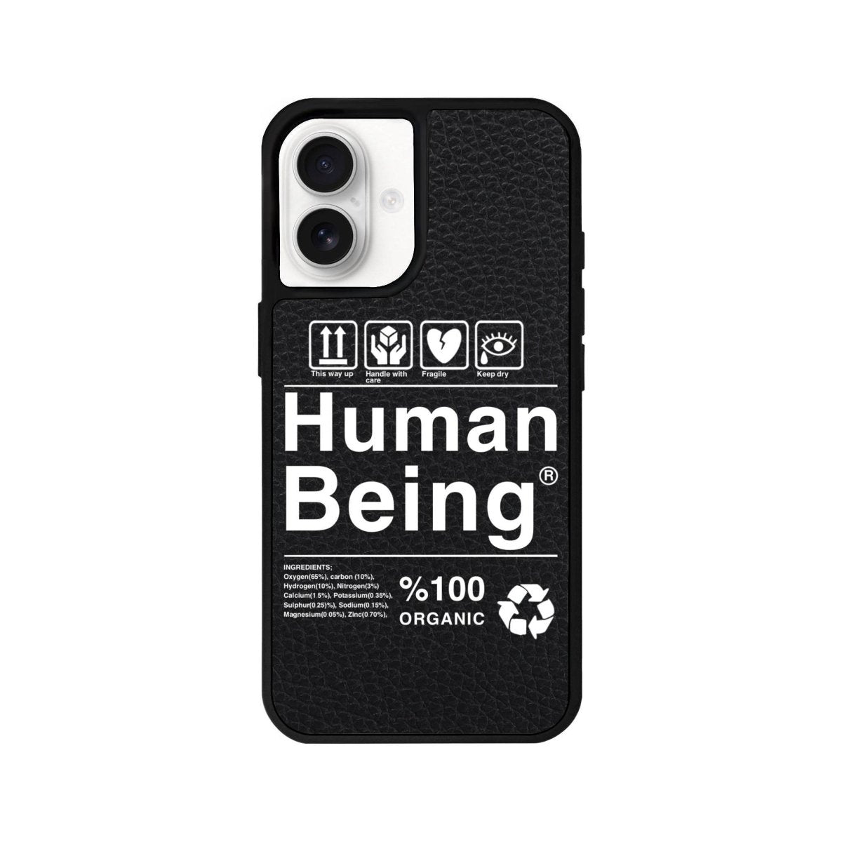 iPhone 16 Human Being Leather Vegan Deri Telefon Kılıfı Siyah - SUMTHINCS