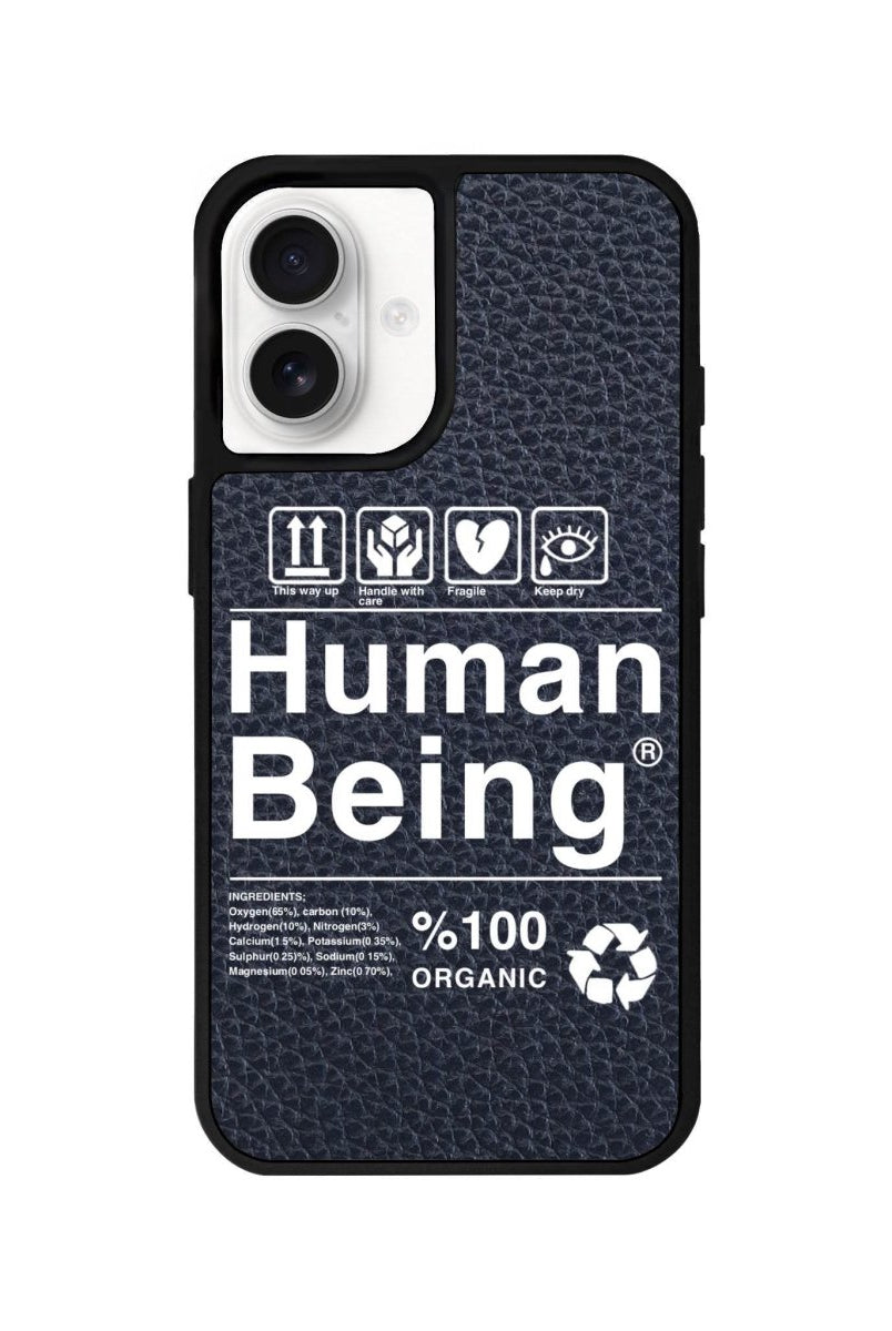iPhone 16 Human Being Leather Vegan Deri Telefon Kılıfı Pasifik Mavi - SUMTHINCS