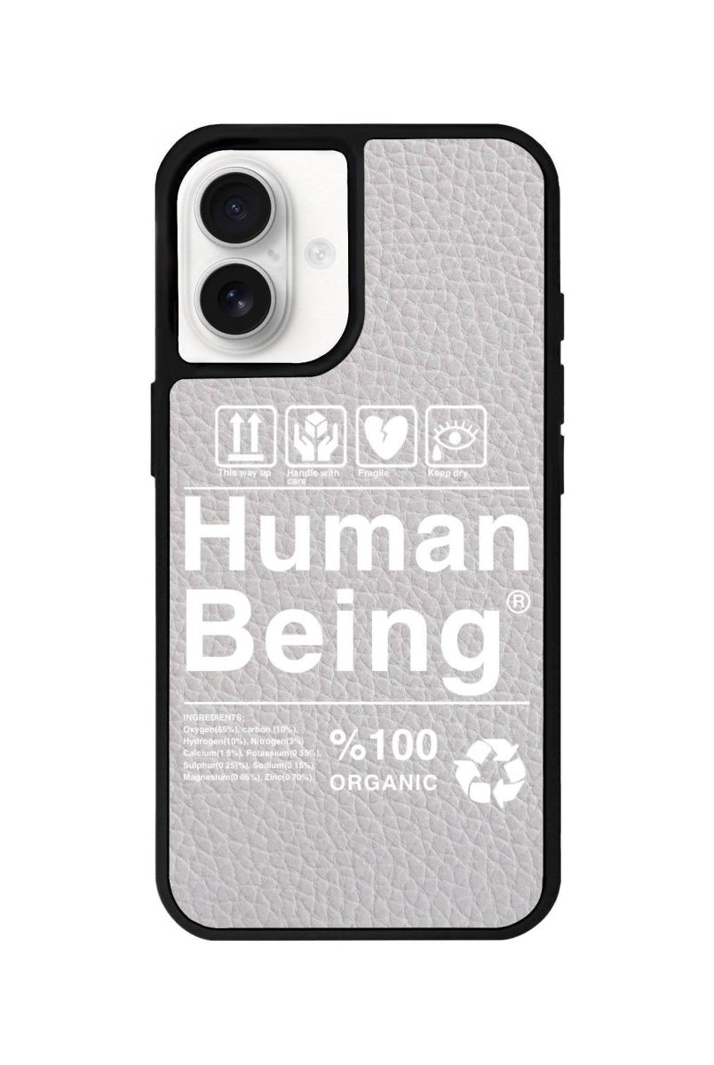 iPhone 16 Human Being Leather Vegan Deri Telefon Kılıfı Gri - SUMTHINCS