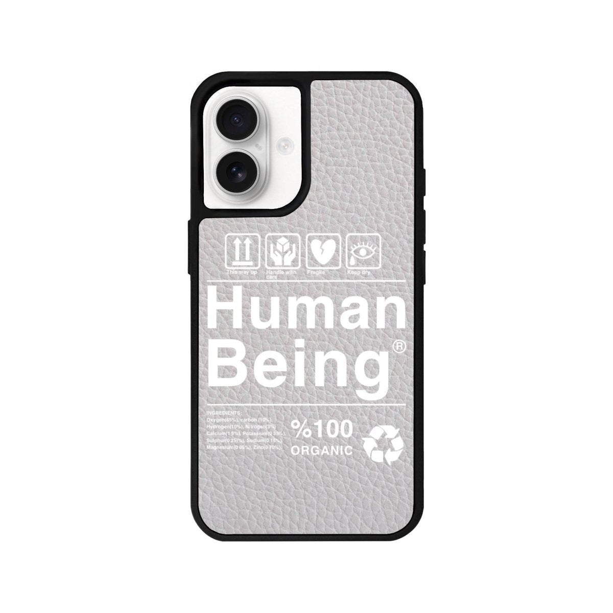 iPhone 16 Human Being Leather Vegan Deri Telefon Kılıfı Gri - SUMTHINCS