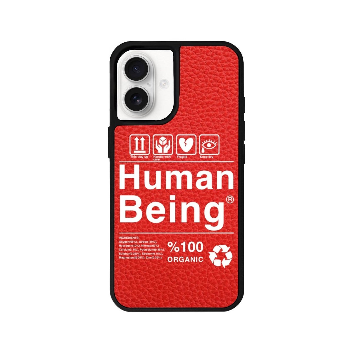 iPhone 16 Human Being Leather Vegan Deri Telefon Kılıfı Kırmızı - SUMTHINCS