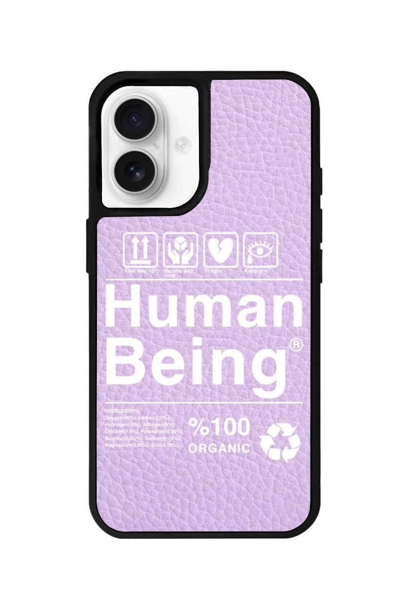iPhone 16 Human Being Leather Vegan Deri Telefon Kılıfı Lila - SUMTHINCS