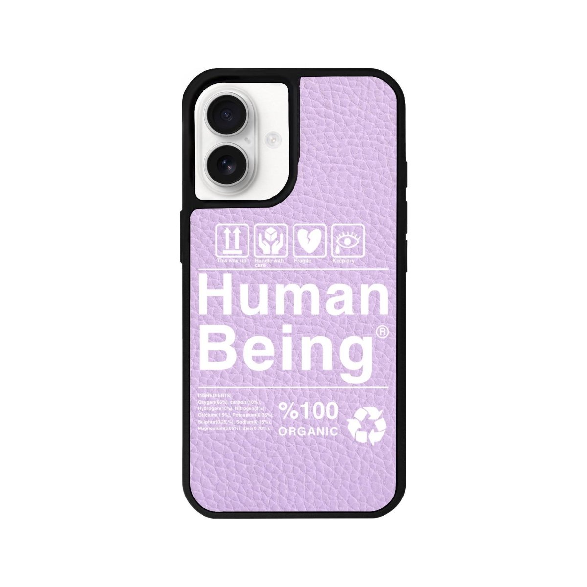 iPhone 16 Human Being Leather Vegan Deri Telefon Kılıfı Lila - SUMTHINCS
