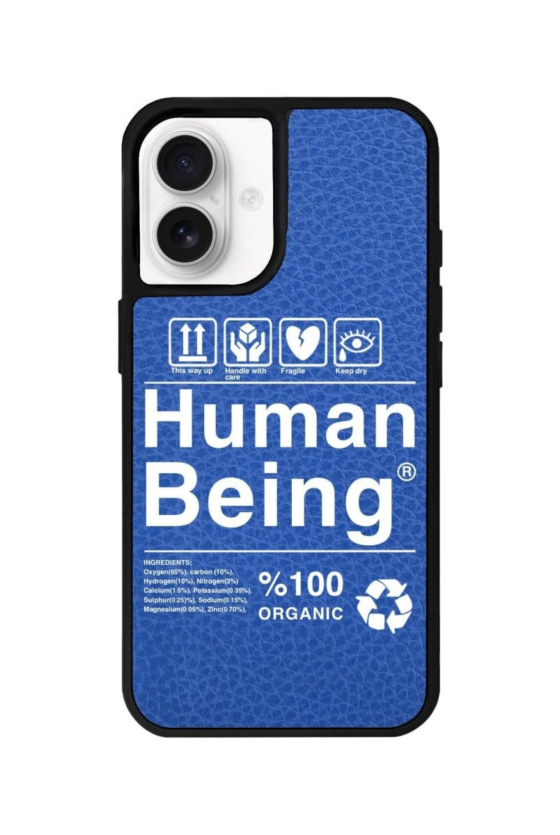 iPhone 16 Human Being Leather Vegan Deri Telefon Kılıfı Mavi - SUMTHINCS