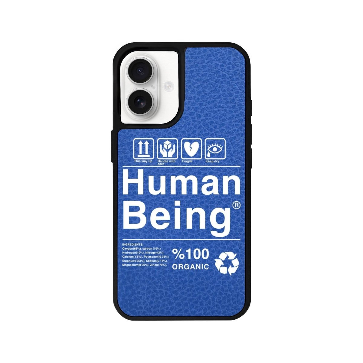 iPhone 16 Human Being Leather Vegan Deri Telefon Kılıfı Mavi - SUMTHINCS