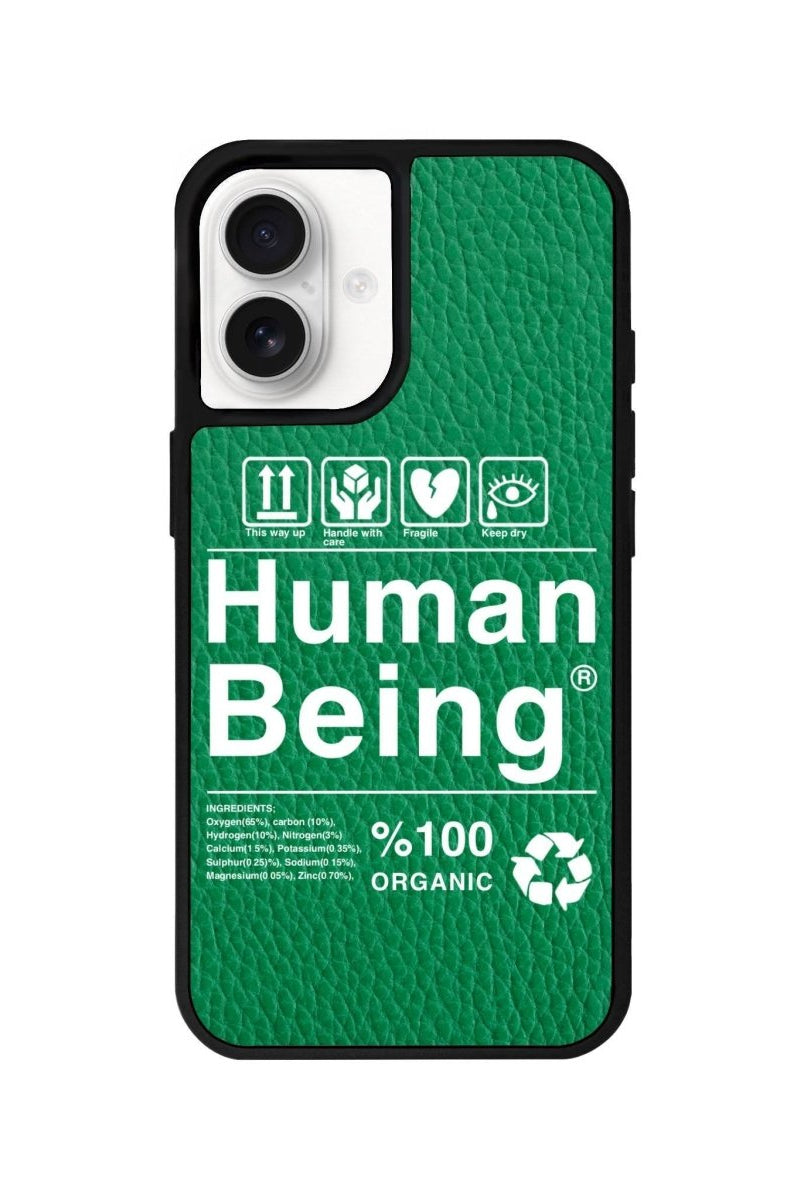 iPhone 16 Human Being Leather Vegan Deri Telefon Kılıfı Yeşil - SUMTHINCS