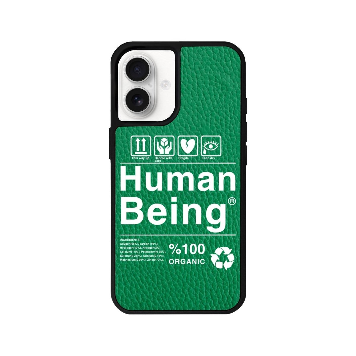iPhone 16 Human Being Leather Vegan Deri Telefon Kılıfı Yeşil - SUMTHINCS