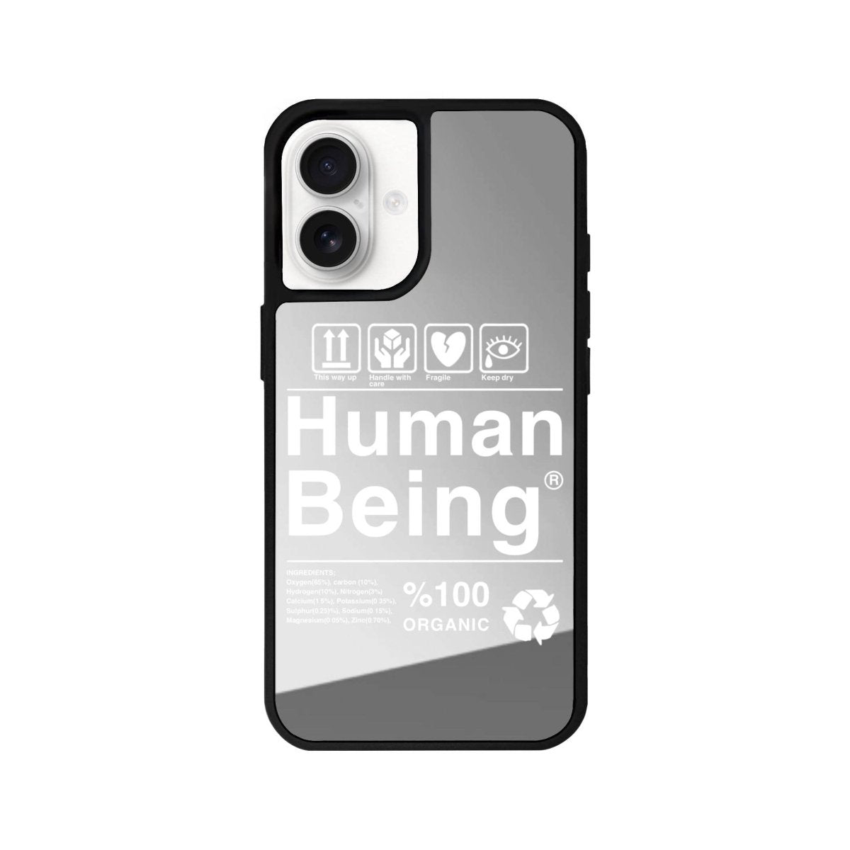 iPhone 16 Human Being Mirror Aynalı Telefon Kılıfı Gümüş - SUMTHINCS