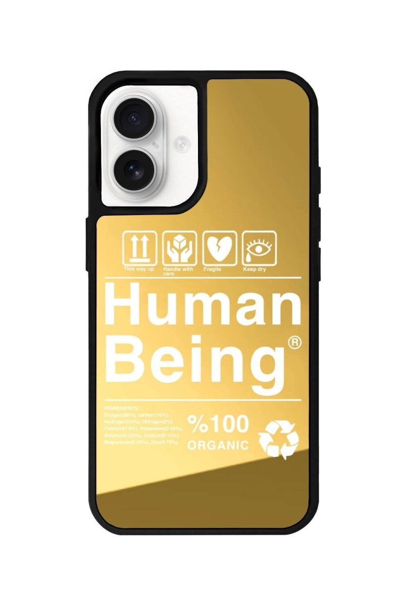iPhone 16 Human Being Mirror Aynalı Telefon Kılıfı Altın - SUMTHINCS