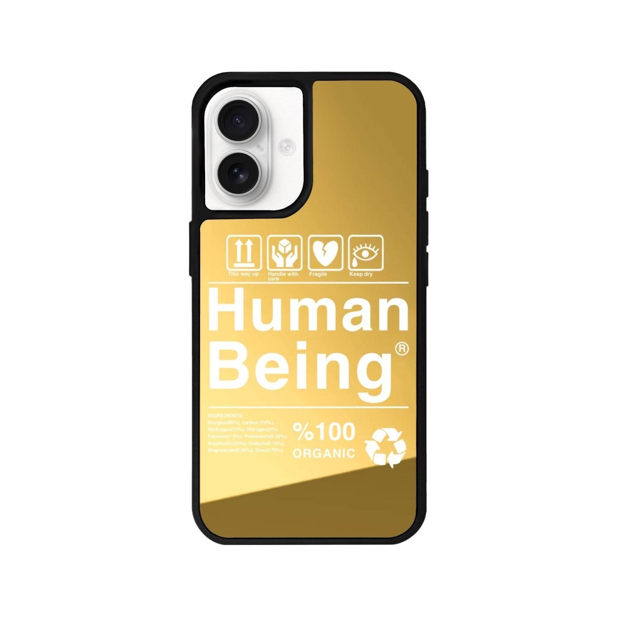 iPhone 16 Human Being Mirror Aynalı Telefon Kılıfı Altın - SUMTHINCS