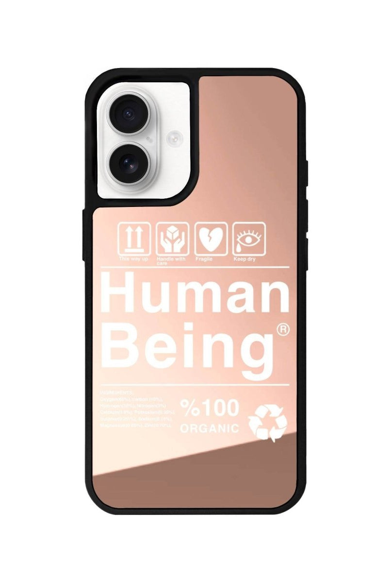 iPhone 16 Human Being Mirror Aynalı Telefon Kılıfı Metalik Pembe - SUMTHINCS