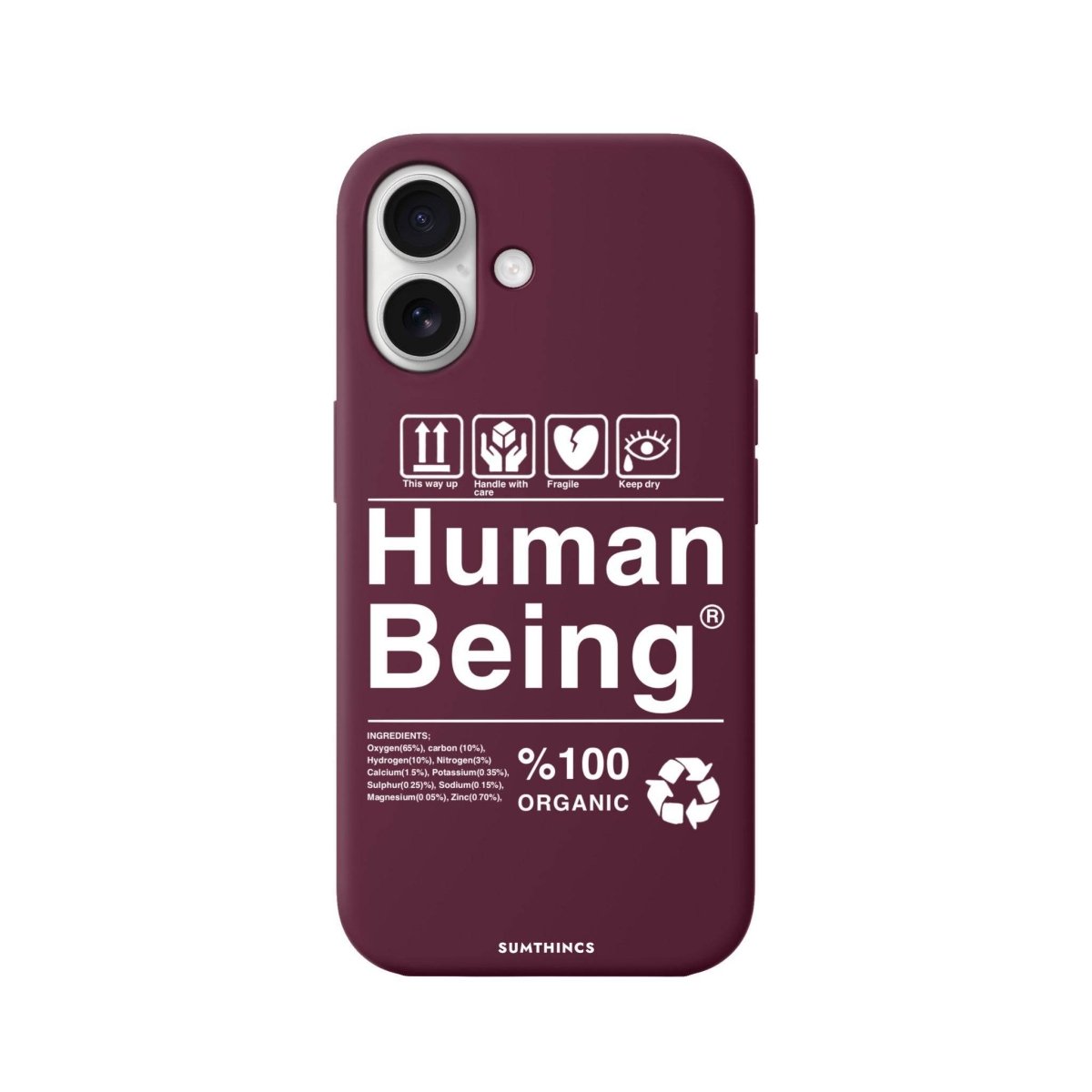 iPhone 16 Human Being Premium Telefon Kılıfı Bordo - SUMTHINCS