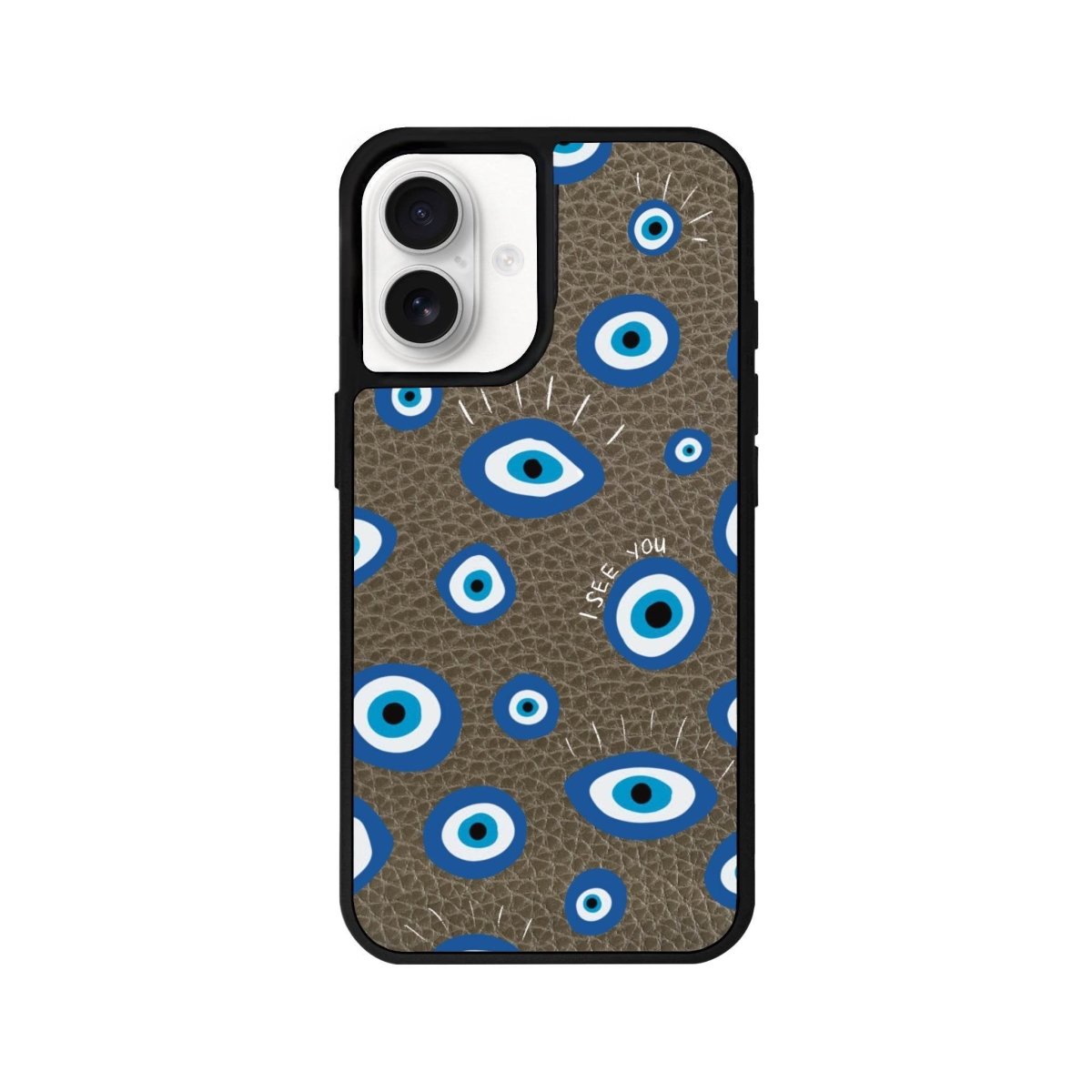 iPhone 16 I See You Leather Vegan Deri Telefon Kılıfı Haki - SUMTHINCS