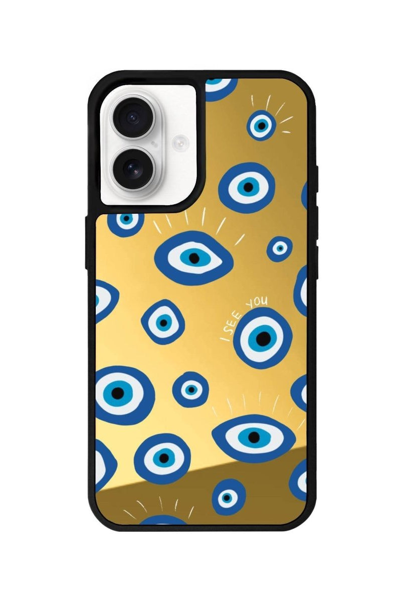 iPhone 16 I See You Mirror Aynalı Telefon Kılıfı Altın - SUMTHINCS