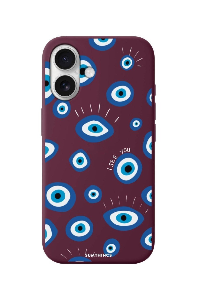 iPhone 16 I See You Premium Telefon Kılıfı Bordo - SUMTHINCS
