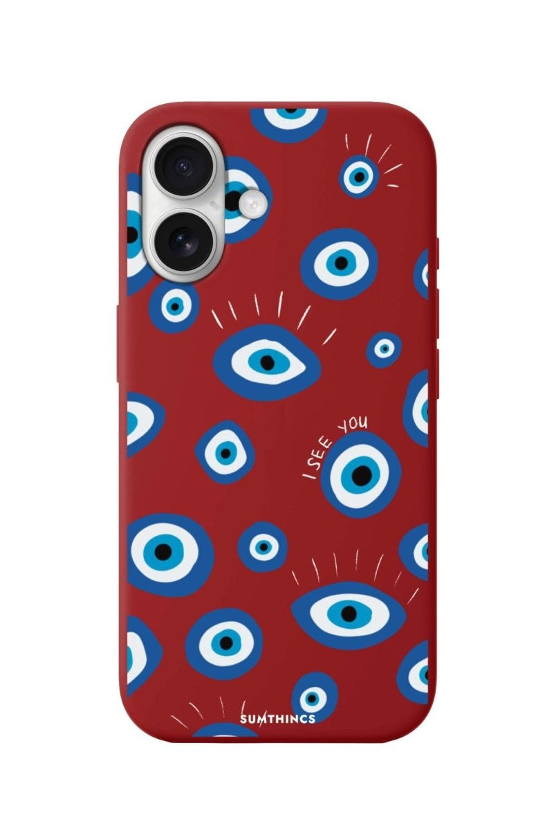 iPhone 16 I See You Premium Telefon Kılıfı Kırmızı - SUMTHINCS