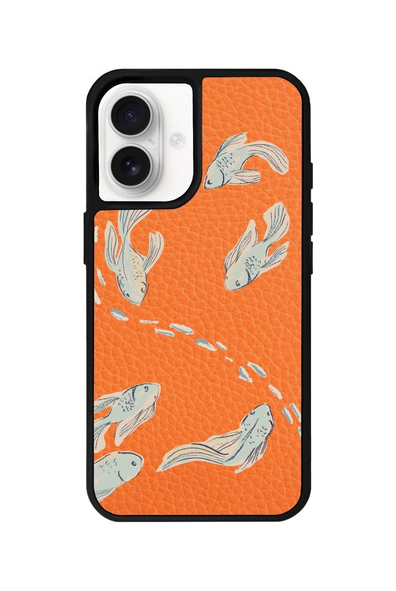 iPhone 16 Koi Fish Leather Vegan Deri Telefon Kılıfı - SUMTHINCS