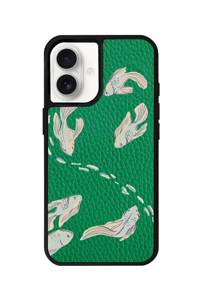 iPhone 16 Koi Fish Leather Vegan Deri Telefon Kılıfı - SUMTHINCS