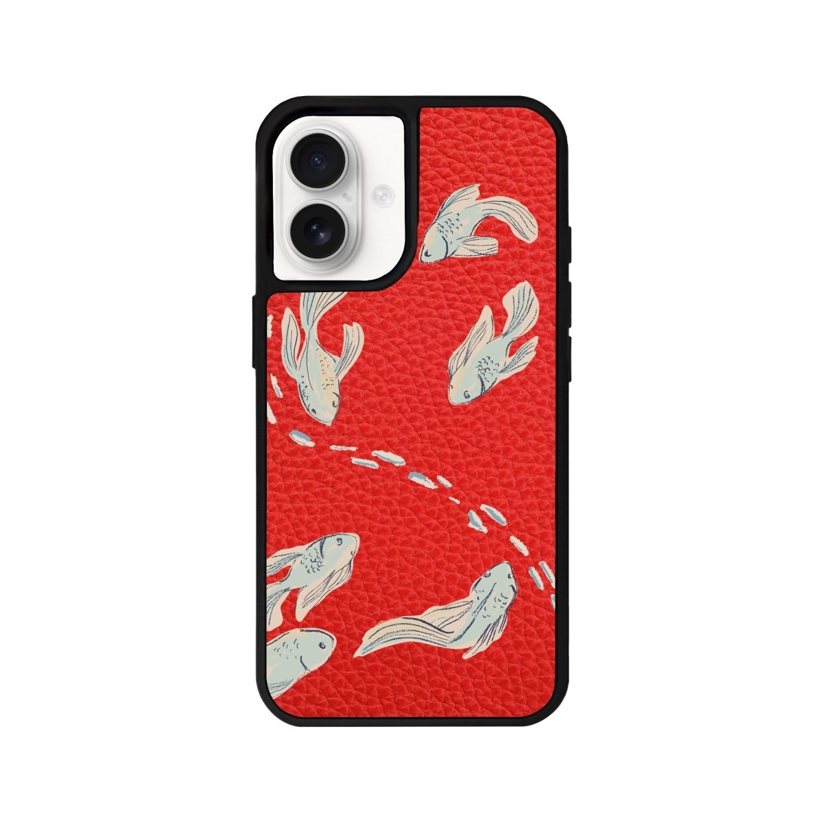 iPhone 16 Koi Fish Leather Vegan Deri Telefon Kılıfı Kırmızı - SUMTHINCS