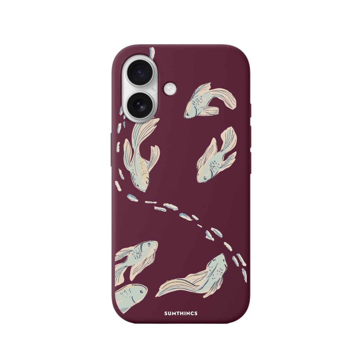iPhone 16 Koi Fish Premium Telefon Kılıfı Bordo - SUMTHINCS