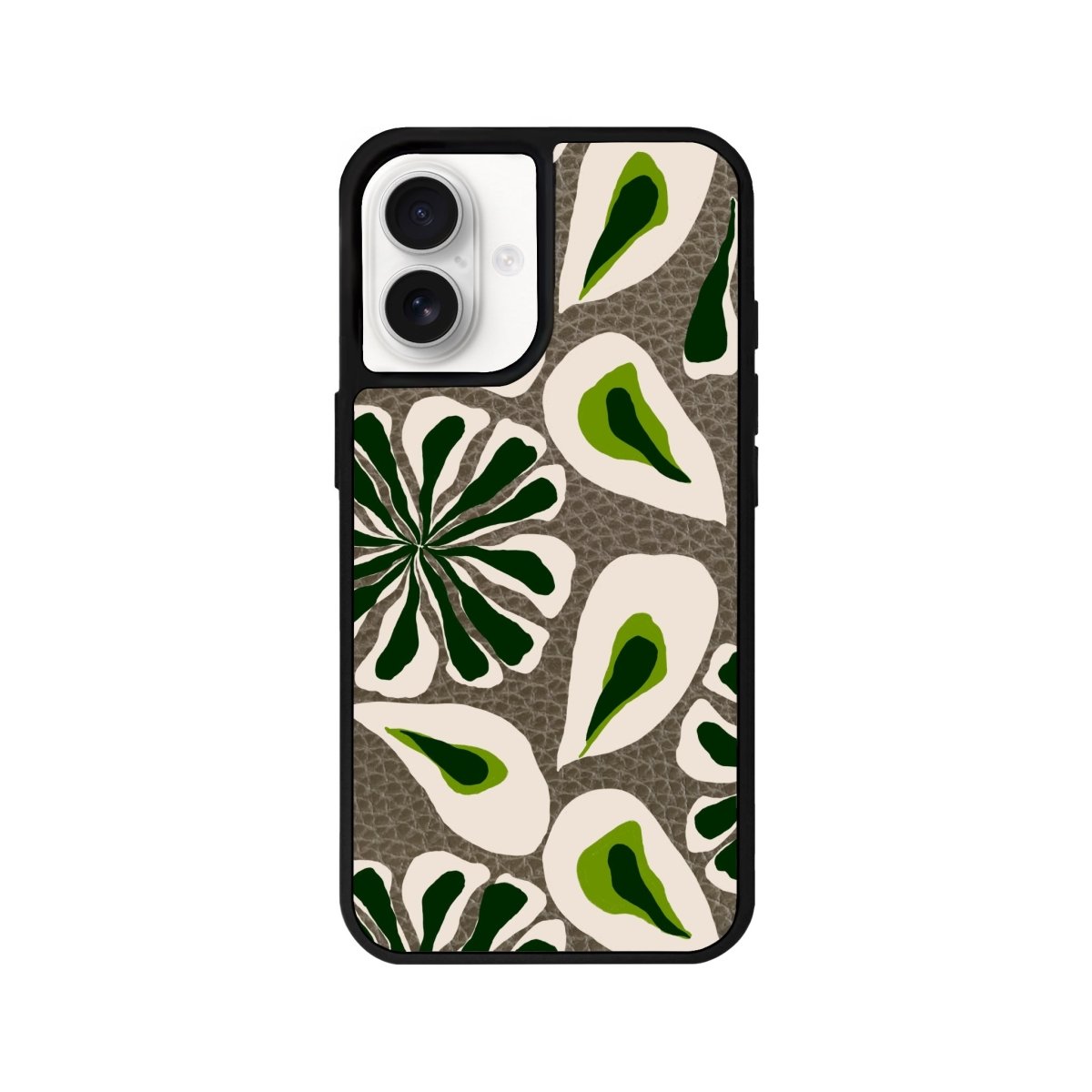 iPhone 16 Leafs Leather Vegan Deri Telefon Kılıfı Haki - SUMTHINCS