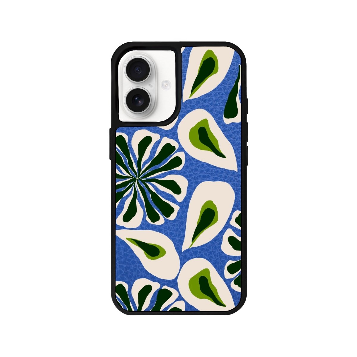 iPhone 16 Leafs Leather Vegan Deri Telefon Kılıfı Mavi - SUMTHINCS