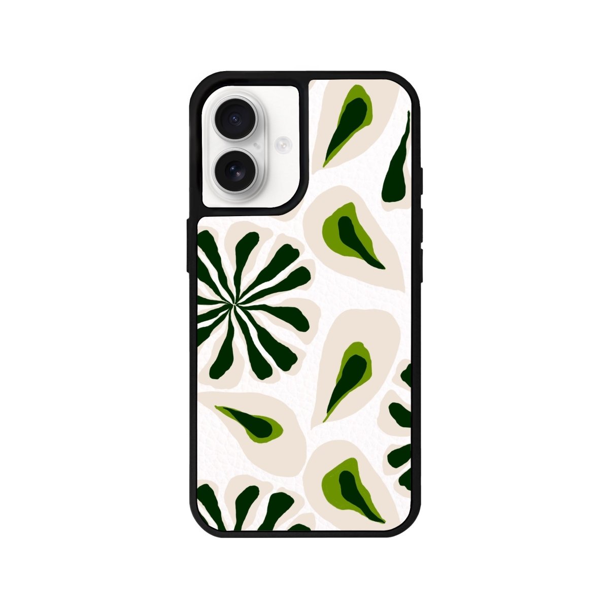 iPhone 16 Leafs Leather Vegan Deri Telefon Kılıfı Beyaz - SUMTHINCS