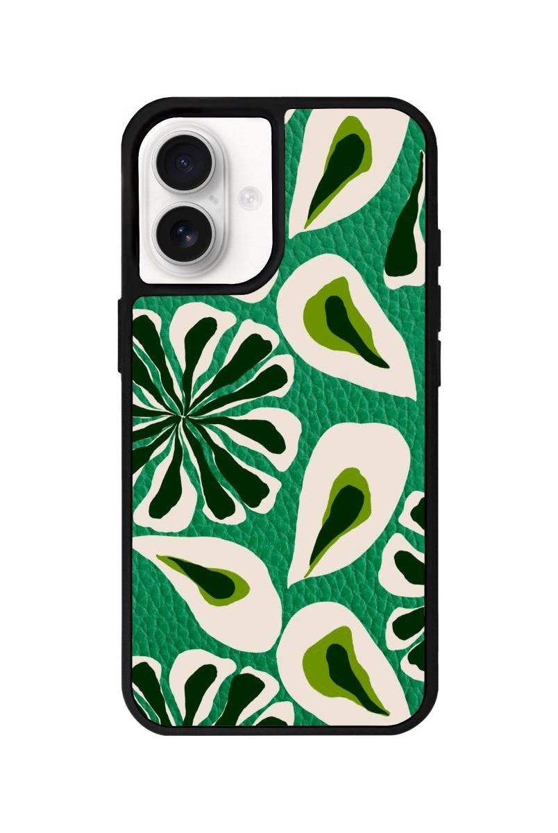 iPhone 16 Leafs Leather Vegan Deri Telefon Kılıfı Yeşil - SUMTHINCS