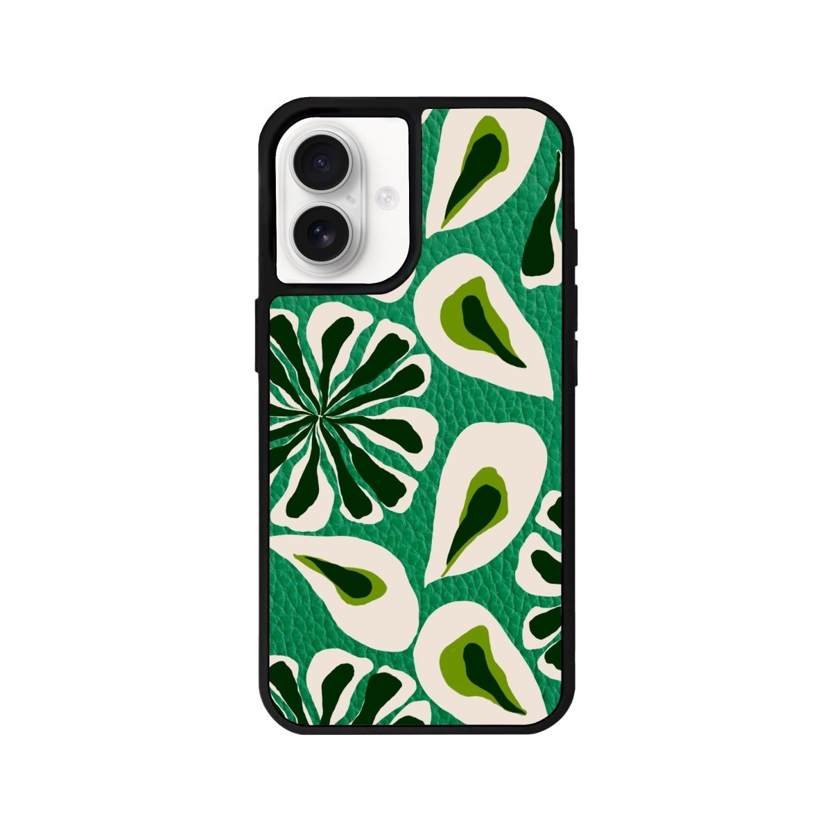 iPhone 16 Leafs Leather Vegan Deri Telefon Kılıfı Yeşil - SUMTHINCS