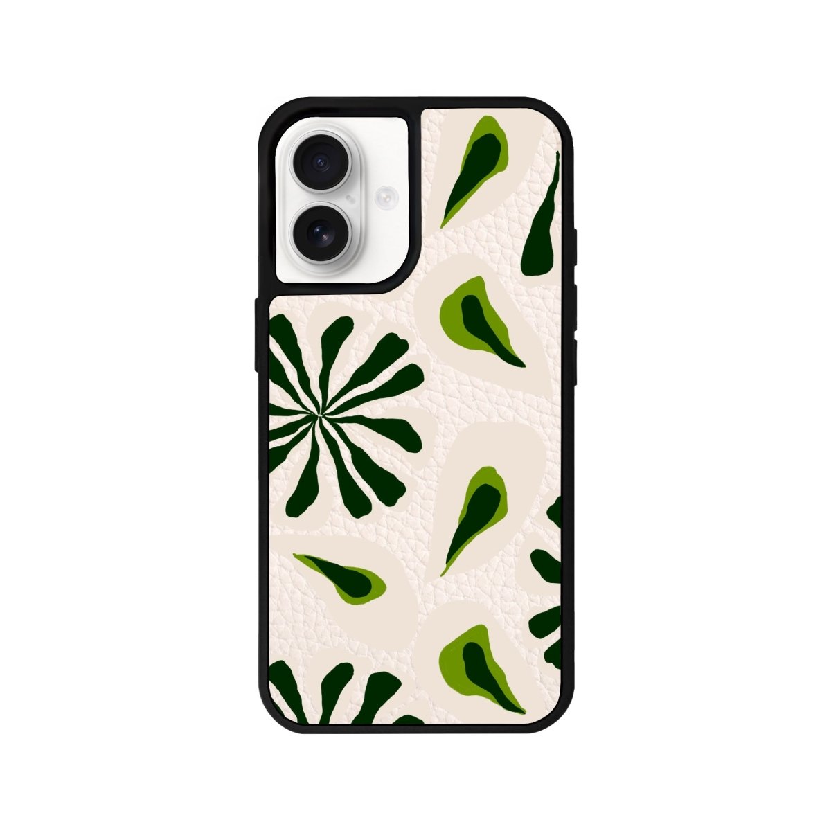 iPhone 16 Leafs Leather Vegan Deri Telefon Kılıfı Bej - SUMTHINCS