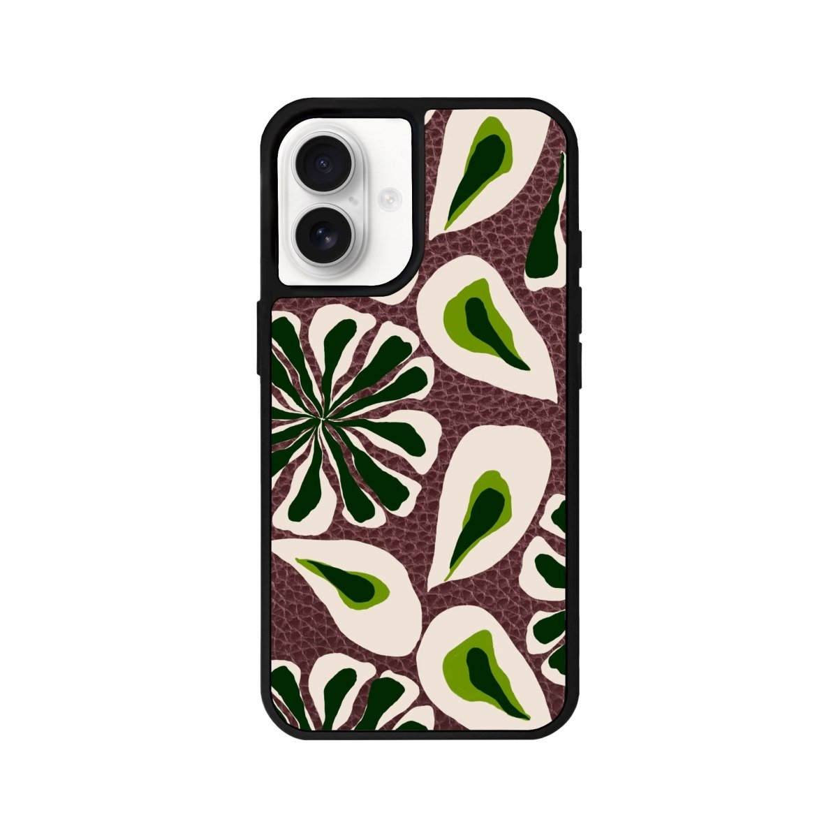 iPhone 16 Leafs Leather Vegan Deri Telefon Kılıfı Bordo - SUMTHINCS