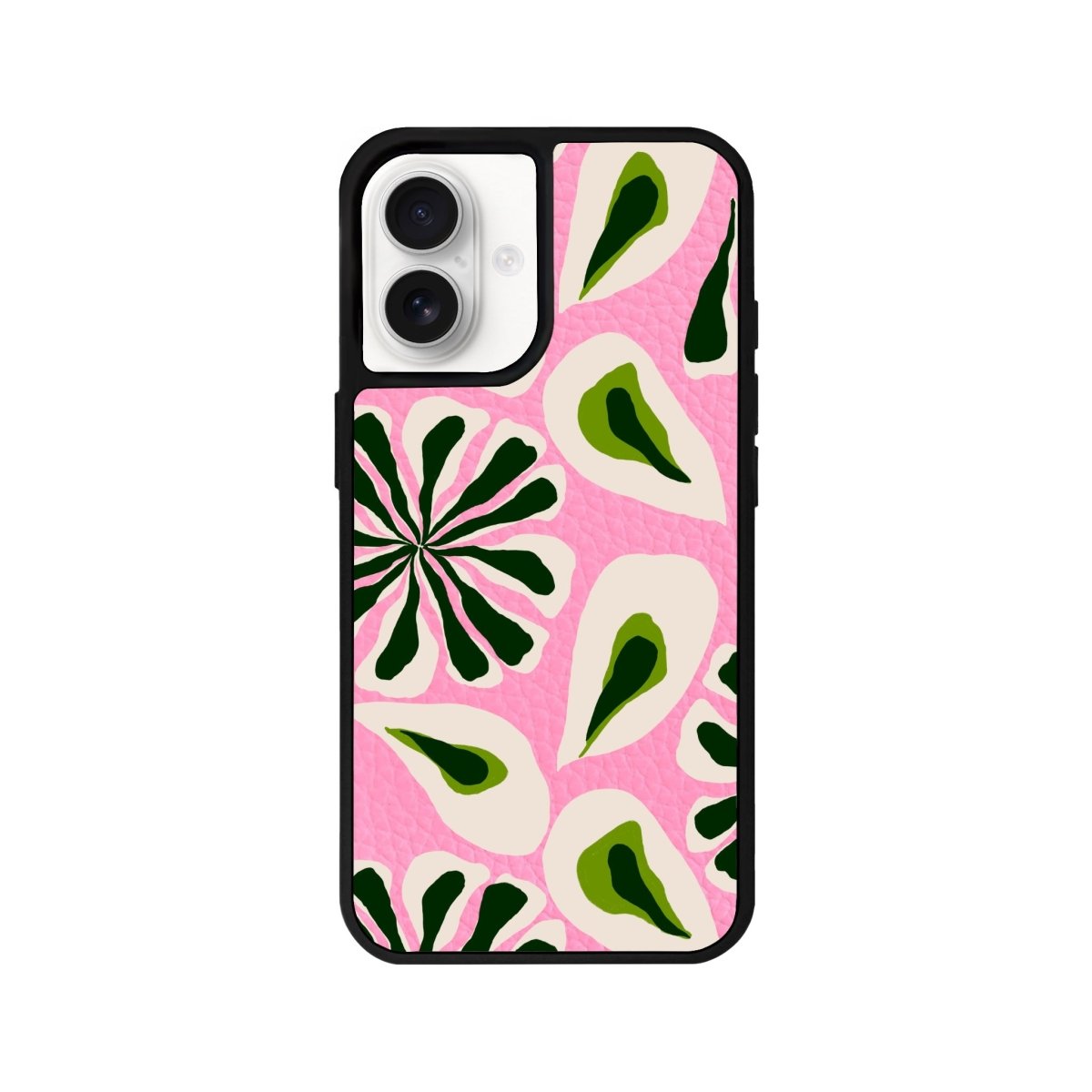 iPhone 16 Leafs Leather Vegan Deri Telefon Kılıfı Pembe - SUMTHINCS