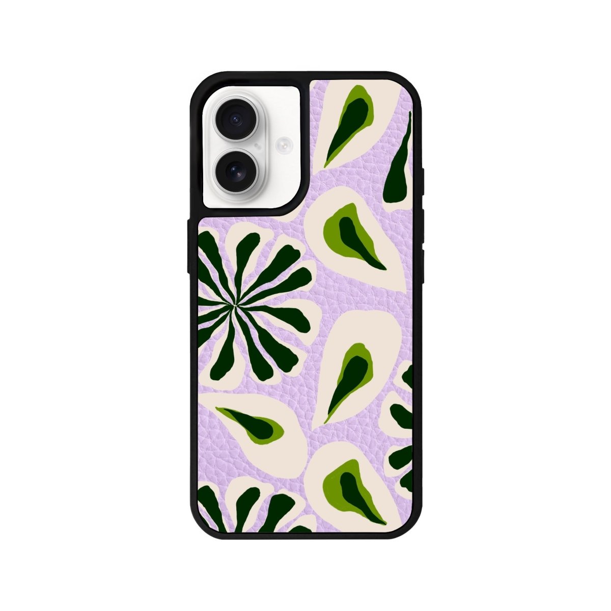 iPhone 16 Leafs Leather Vegan Deri Telefon Kılıfı Lila - SUMTHINCS