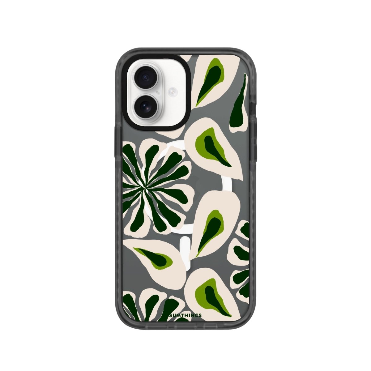 iPhone 16 Leafs Magsafe Procase Şeffaf Telefon Kılıfı Antrasit - SUMTHINCS