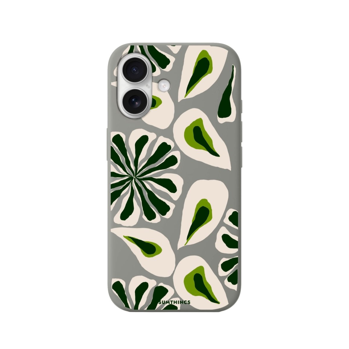 iPhone 16 Leafs Premium Telefon Kılıfı Gri - SUMTHINCS