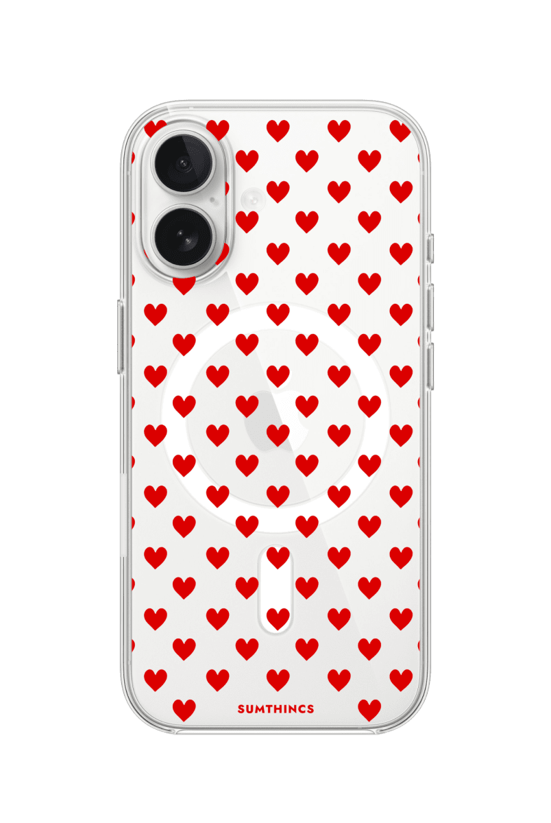 iPhone 16 Little Hearts Clear Magsafe Telefon Kılıfı - SUMTHINCS